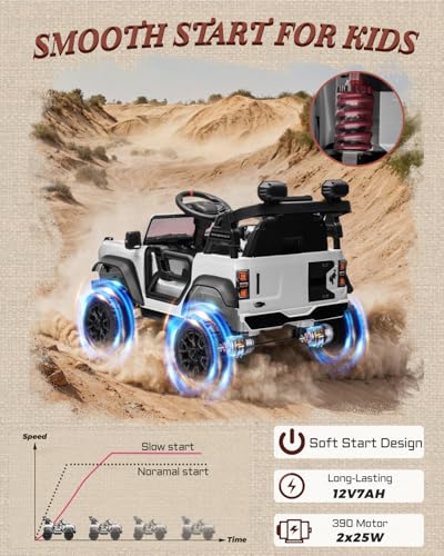 24V Ride on Toys for Big Kids, Licensed Ford Bronco Raptor 2 Seater Ride on Cars with Remote Control, Ride on Truck w/ 4-Wheeler Suspension, 3 Speeds