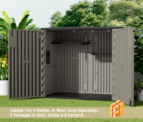 KINYING Outdoor Vertical Storage Shed,57 Cu.ft Outdoor Storage Cabinet Waterproof,Resin Sheds & Outdoor Storage Clearance for Garden,Patio,Backyard