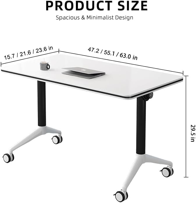 Conference Table Foldable Meeting Tables, Mobile Training Table with Wheels, Flip Top Rolling Seminar Meeting Table for Office,Meeting Room