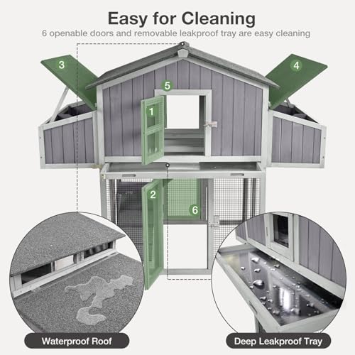 Large Chicken Coop - Unique Folding Design for Easy to Set Up - Chicken House for Outdoor with Two Nesting Box, Leakproof Pull-on Tray