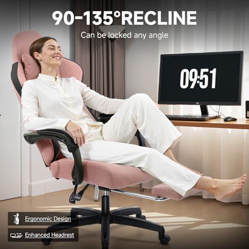 GTPLAYER Office Chair, Gaming Computer Desk Fabric Chair with Footrest