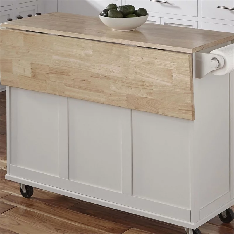 Hawthorne Collections Traditional Wood Kitchen Cart in White