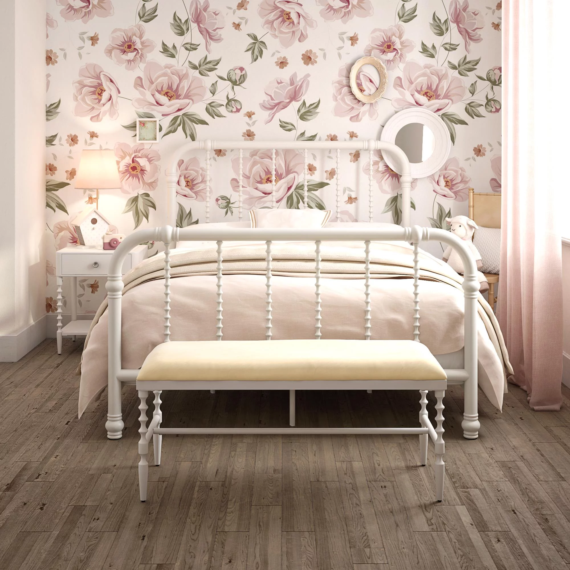 DHP Jenny Lind Metal Bed, Full, White