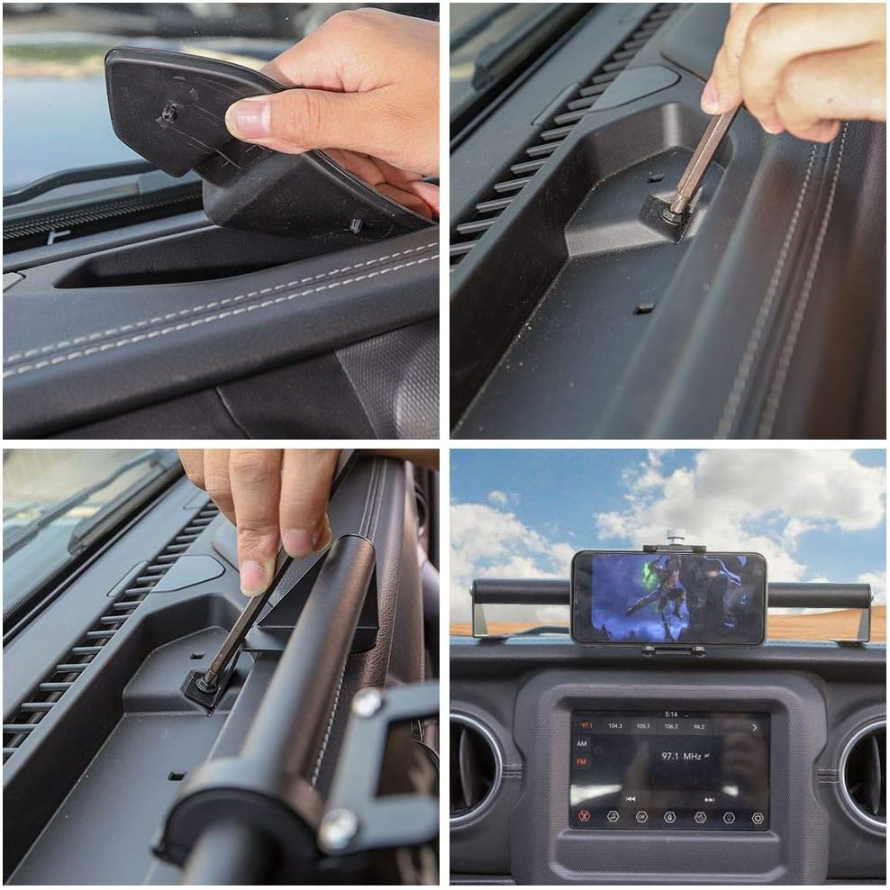 JeCar for JL Dash Phone Holder, Auto Mobile Phone Mount Stand for 2018-2021 Jeep Wrangler JL & Unlimited JLU, for 2020-2021 Jeep Gladiator JT Truck