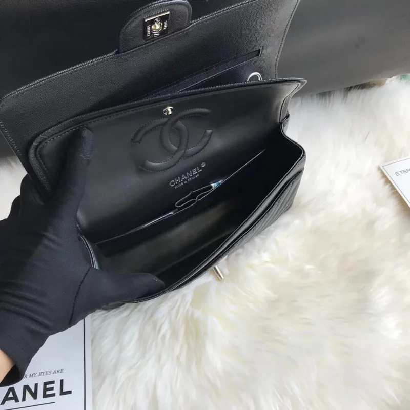 Chanel Chevron Caviar Calfskin Class-Flap Bag A01112 Black