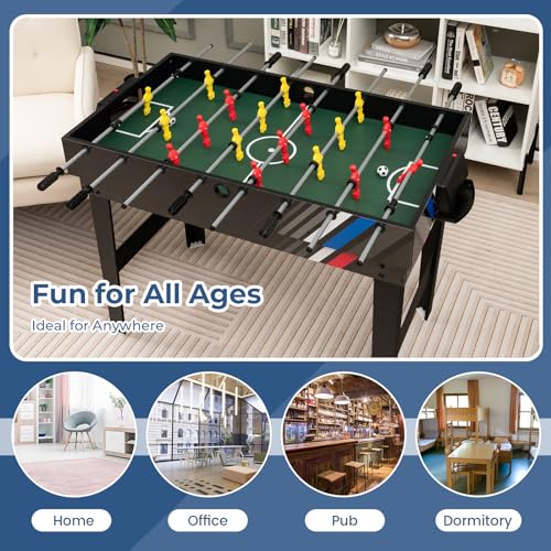 GYMAX 4 in 1 Multi Game Table, 49" Combo Game Table with Foosball Table, Pool Billiards, Air Hockey & Table Tennis for Kids Adults Family Game Room