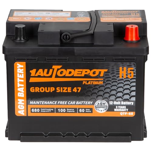 BCI Group 24F Car Battery, 12V 70Ah Automotive Battery Premium Maintenance Free AGM Batteries, 710CCA, 120RC, 36 Months Warranty
