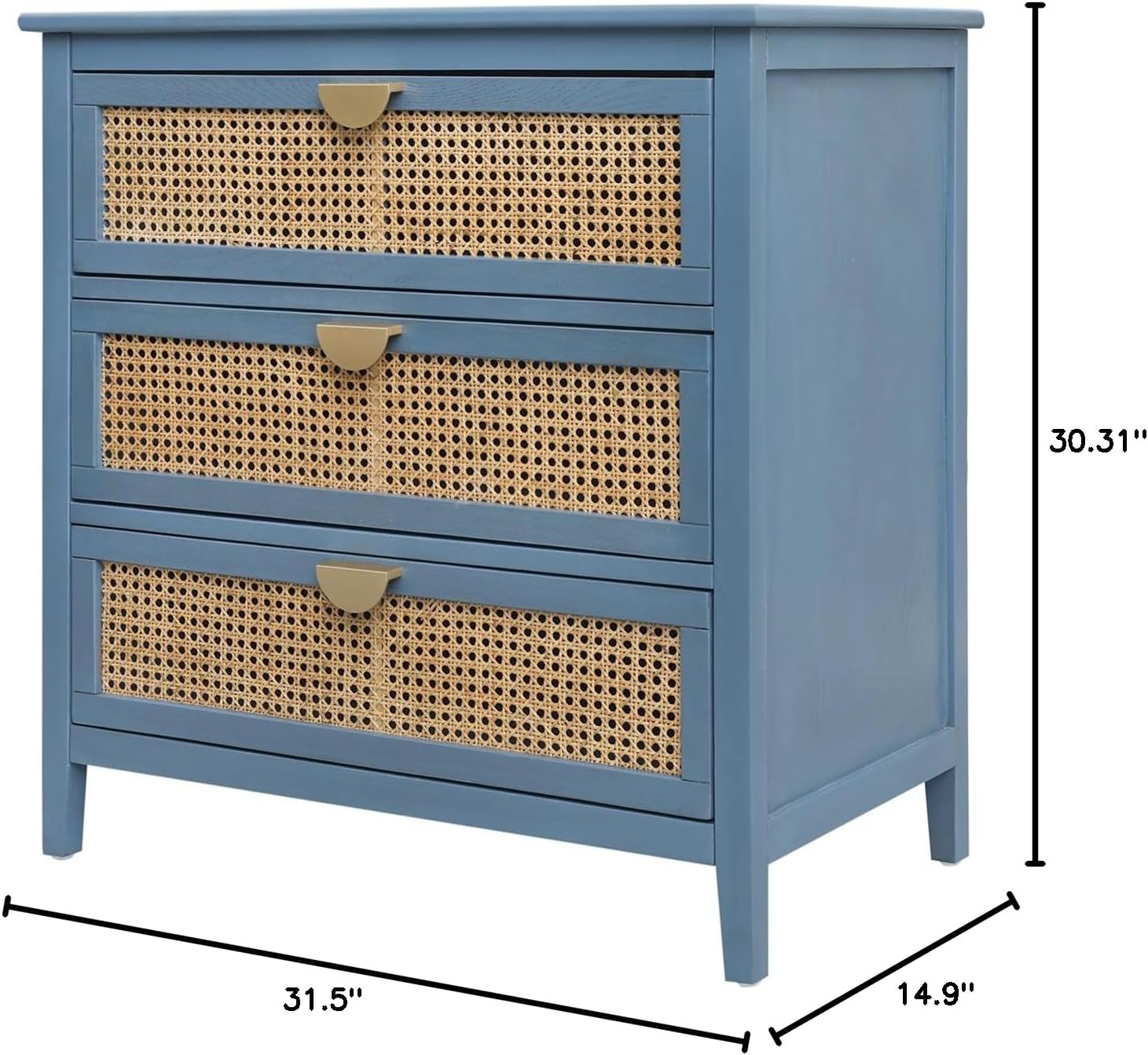 3 Drawer Cabinet Storage Cabinet Coffee Bar Cabinet Accent Cabinet Sideboard Kitchen Cabinet,Natural Rattan,American Furniture,Suitable for Bedroom