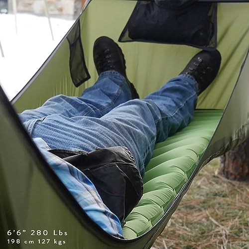 Haven Tents Lay Flat Hammock Tent - Waterproof Tent & Camping Hammock with Mosquito Net - Includes Insulated Pad and Rainfly - Haven Tent, Haven XL