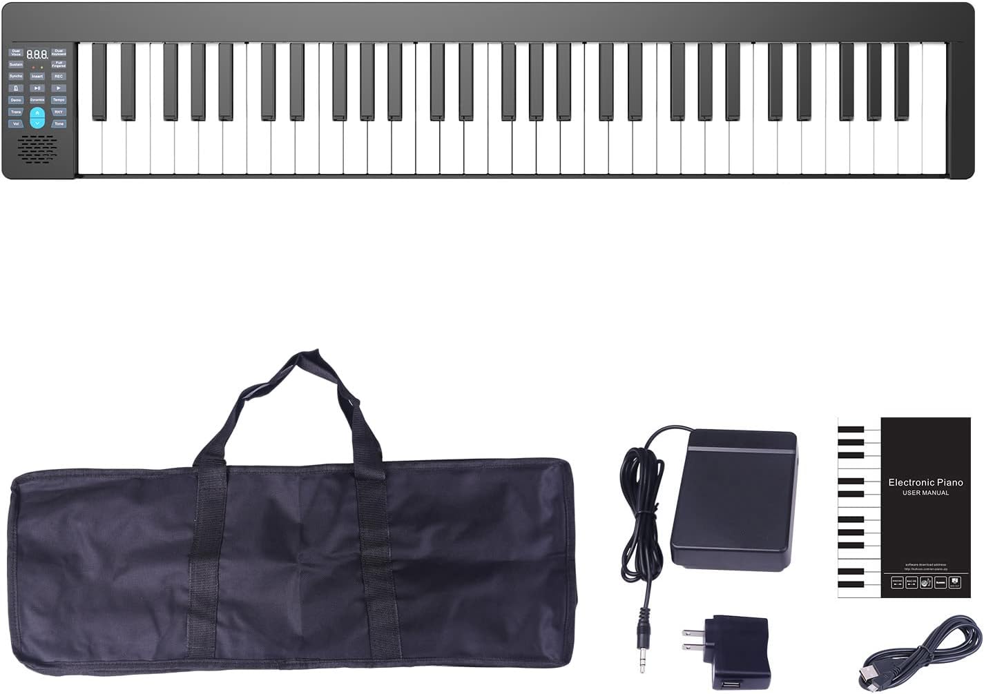 KONIX 61 Keys Keyboard Piano for Beginners, Electric Piano with MIDI Function, Portable Piano with 129 Tones, 128 Rhythms, 30 Demo Songs