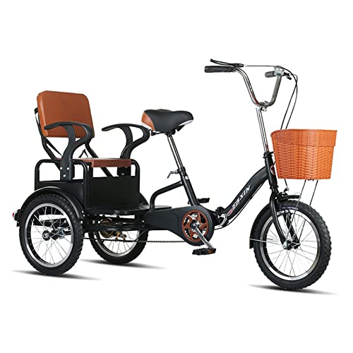 Outroad Adult Tricycle, 16 inch Cruiser Trike, Foldable Bicycle for Elderly 3 Wheel Bikes with Back,Cargo Basket and Comfortable Seat for Seniors