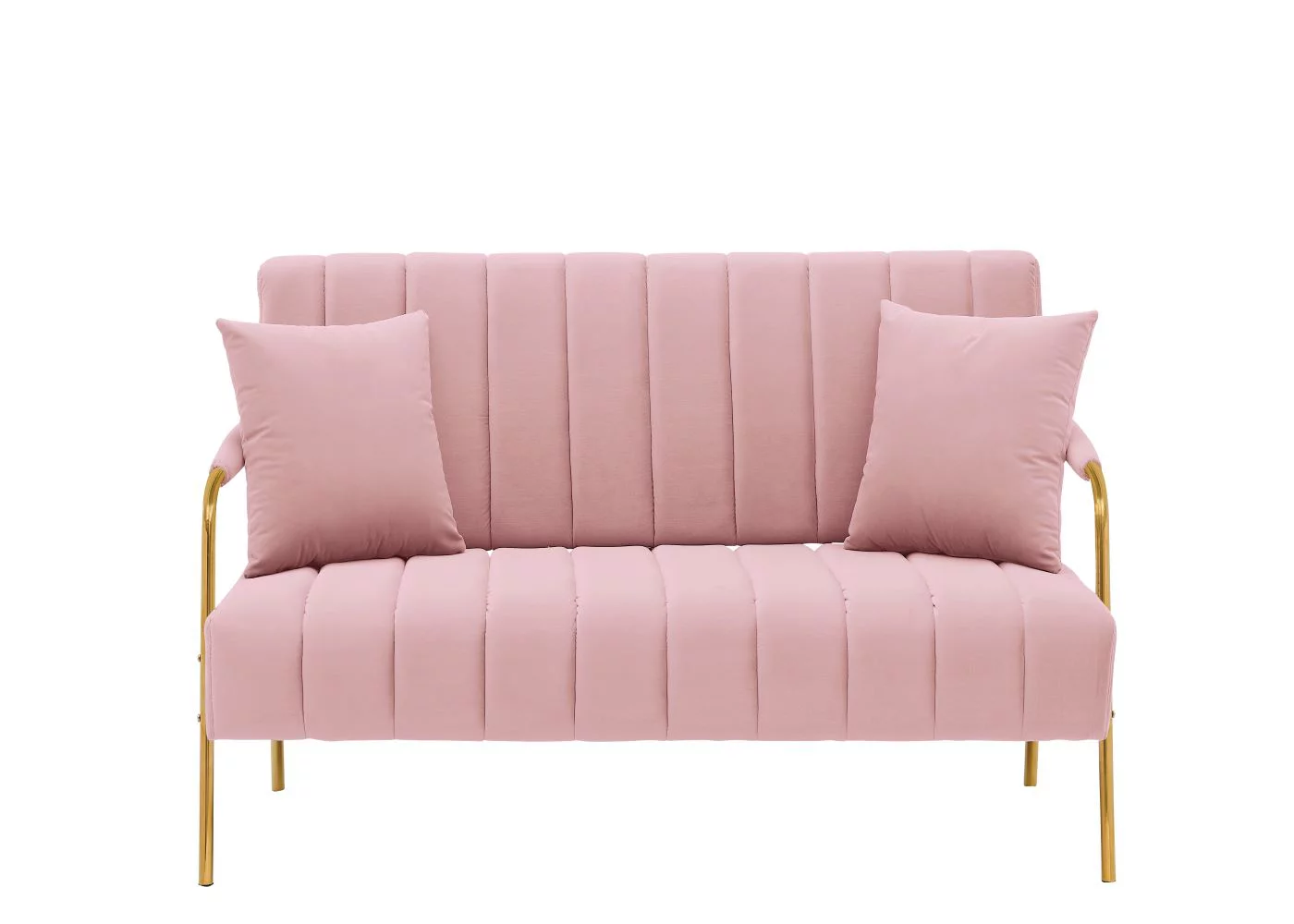 mayceyee Modern Velvet Loveseat, Upholstered Loveseat Sofa with 2 Pillows, Mid-Century 2-Seat Loveseat with 6 Metal Legs