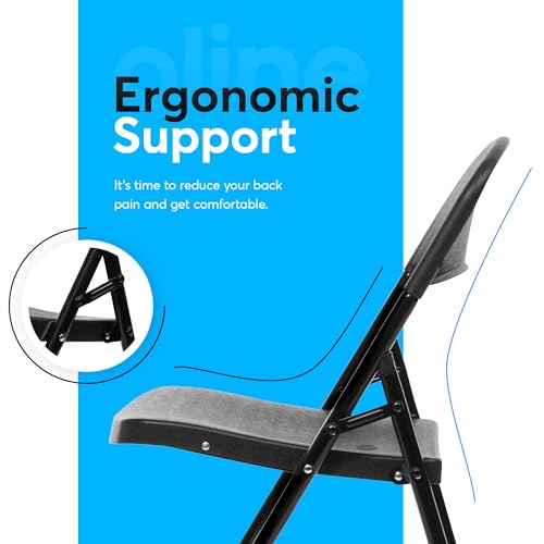 Oline Folding Chair, Indoor Outdoor Plastic Commercial Stackable Foldable Guest Chairs for Events Office Wedding Party Picnic Kitchen Dining