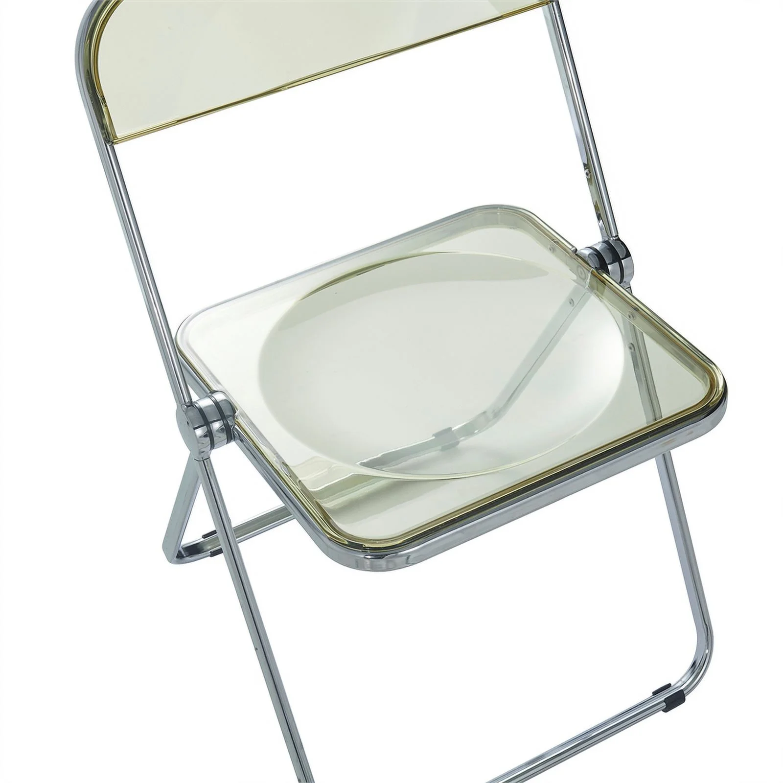 LeisureMod Lawrence 5-pc Dining Set with Plastic Chairs & Round Table Amber