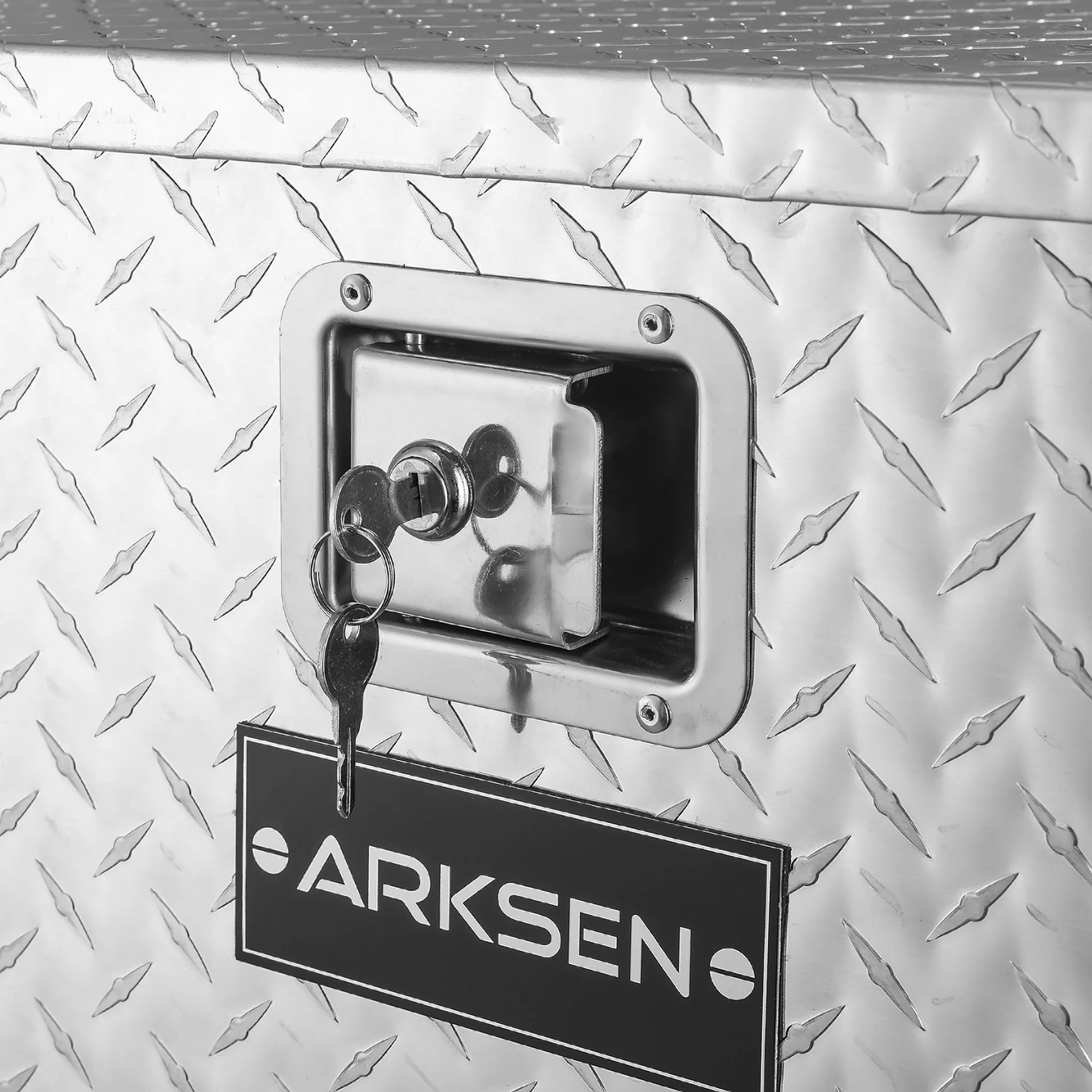ARKSEN 39 Diamond Plate Aluminum Trailer Tongue Box Pickup Truck Tool Box Storage Organizer With Lock Key, Silver