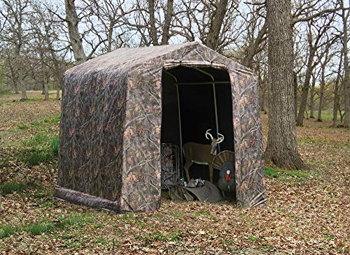 ShelterLogic 10' x 10' Shed-in-a-Box All Season Steel Metal Round Roof Outdoor Storage Shed with Waterproof Cover and Heavy Duty Reusable Auger