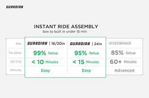 Guardian Bikes Bike Company Ethos Safer Patented SureStop Brake System 20x22 Kids Bike, Purple/Aqua