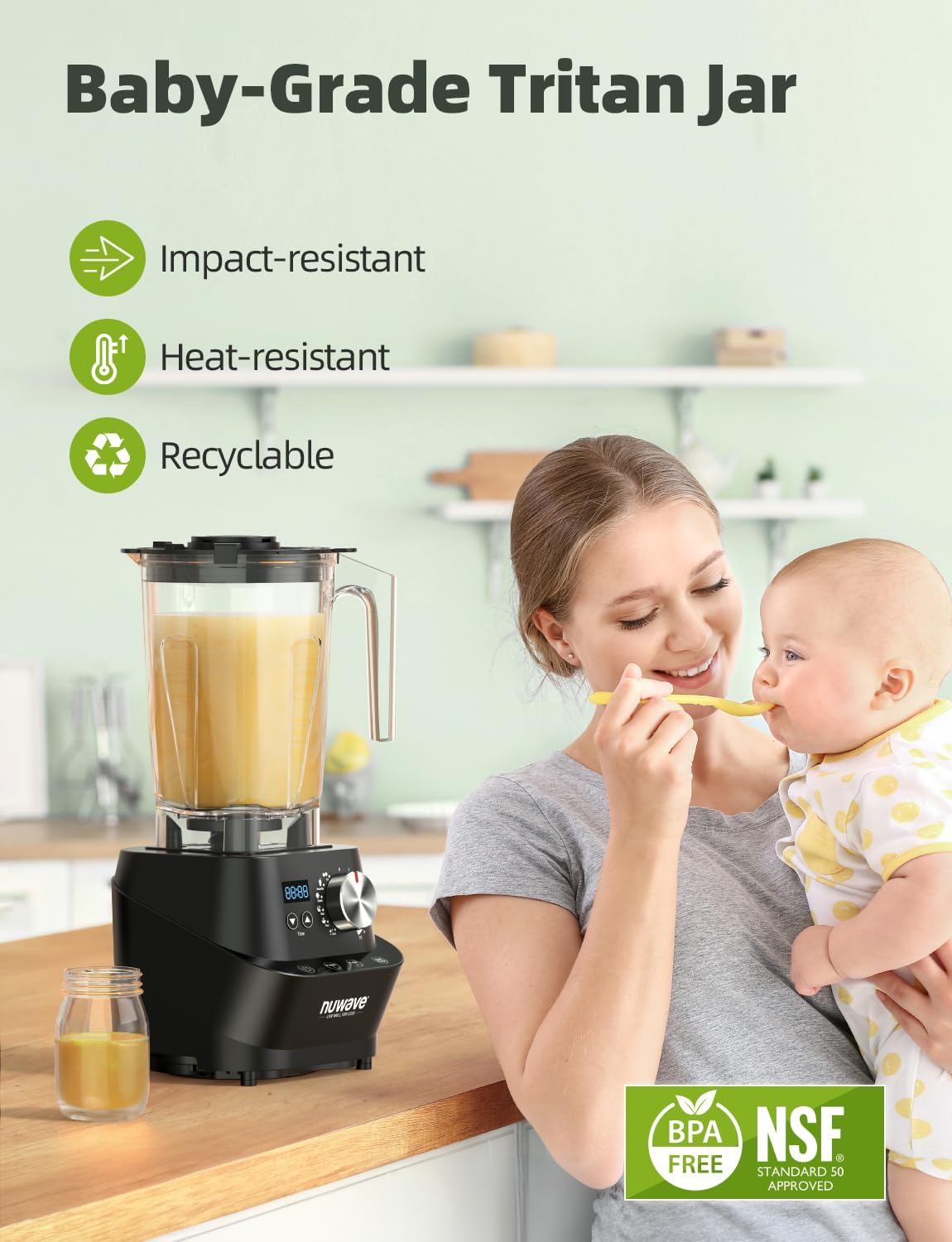 Nuwave Infinity Commercial Blender, Heavy-Duty Smoothie Blender w/ 2.5HP Copper Motor & Laser-Cut Blades, Last 100 Years, Quick Ice Crushing