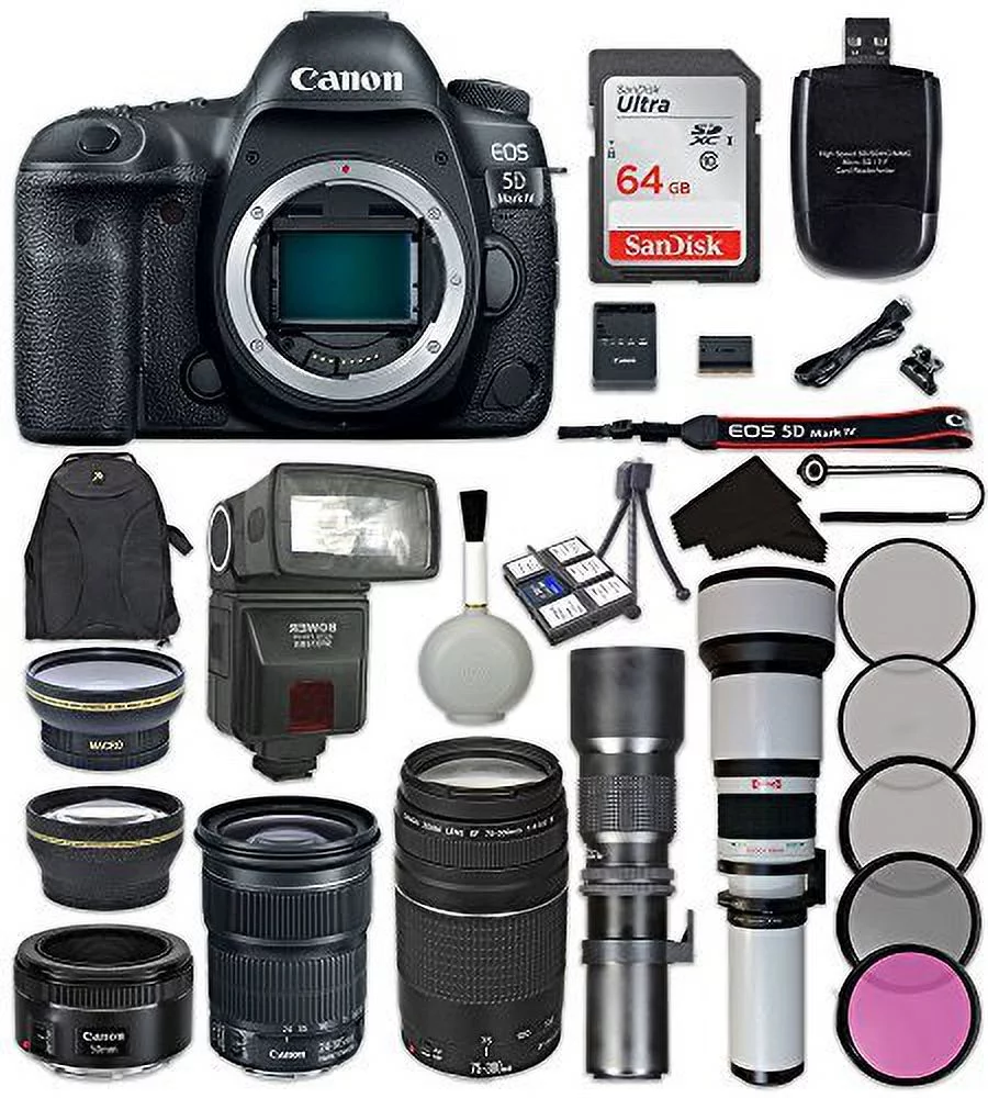 Canon EOS 5D Mark IV Digital SLR Camera Bundle with Canon EF 24-105mm f/3.5-5.6 IS STM Lens + Canon EF 75-300mm f/4-5.6 III Lens + Canon EF 50mm