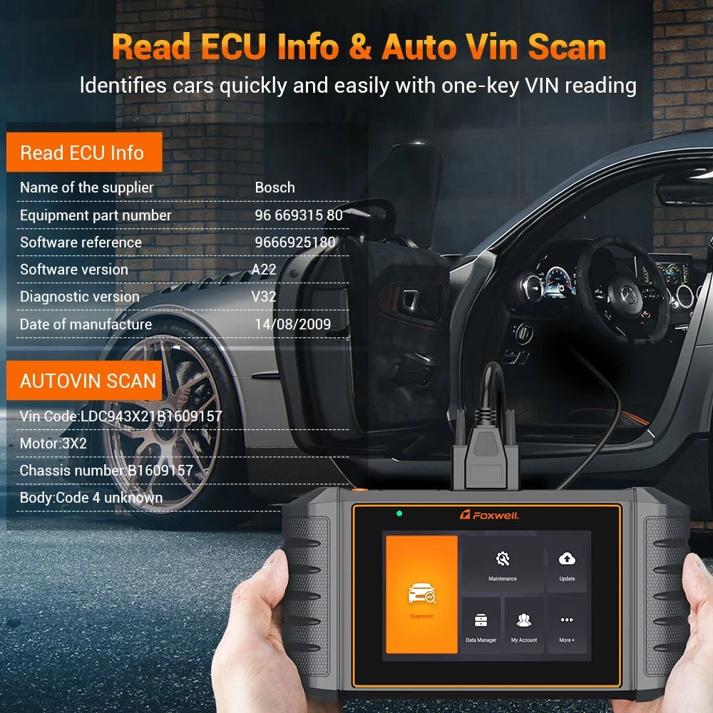 FOXWELL NT716 OBD2 Scanner Code Reader ABS Bleed Scan Diagnostic Tool SRS Transmission Engine Scanner Car Tool EPB TPMS SAS TPS Oil Reset