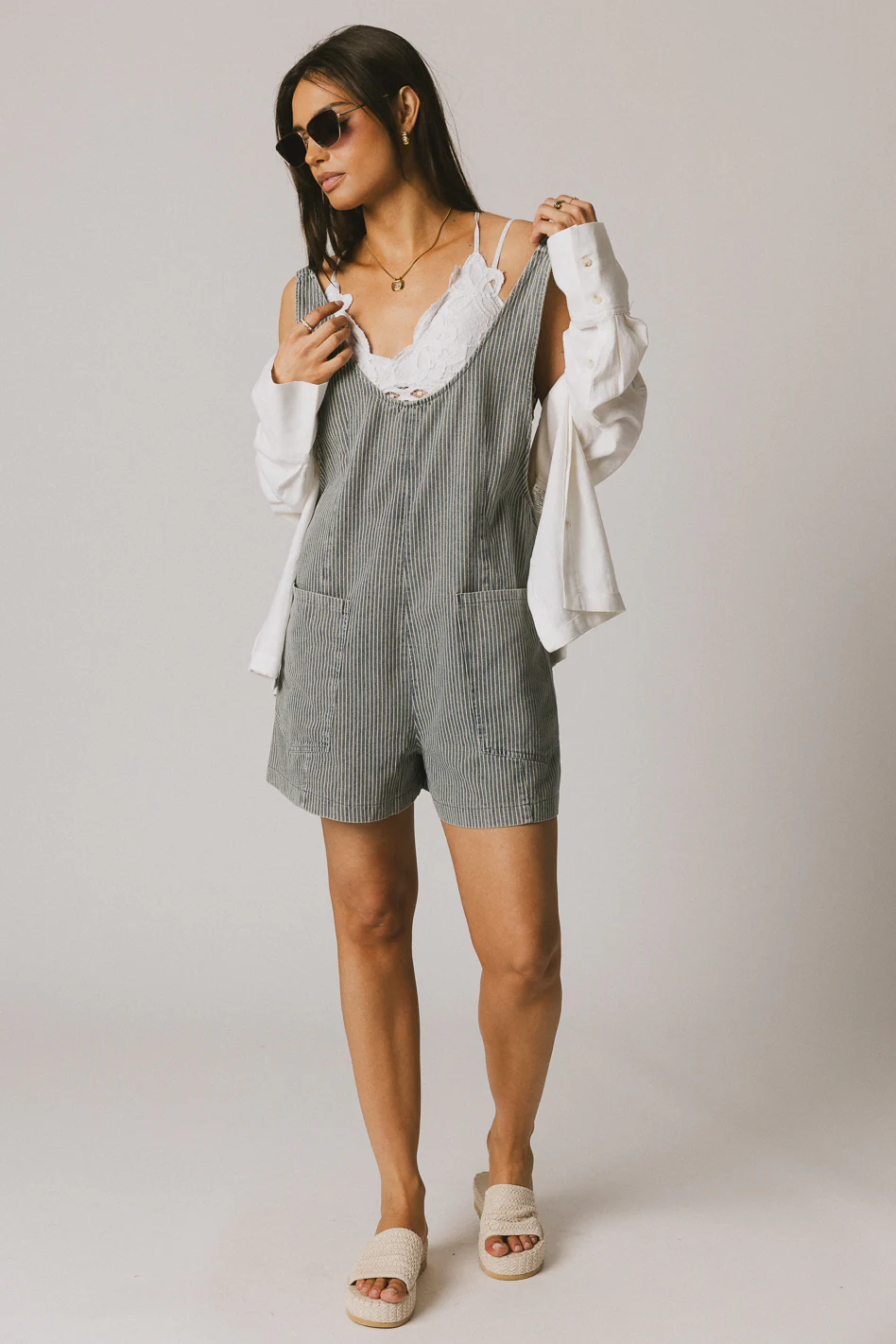 Scottie Denim Overalls in Striped Denim - FINAL SALE