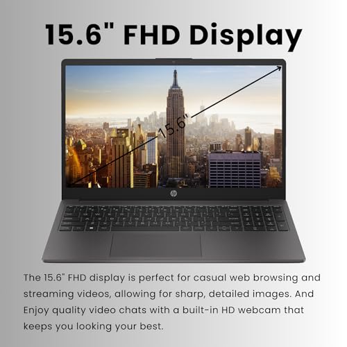 HP 255 G10 15.6" FHD Business Laptop, AMD Ryzen 7 7730U, 16GB RAM, 512GB PCIe SSD, Numeric Keypad, Webcam, Wi-Fi 6, HDMI, Windows 11 Pro, Black