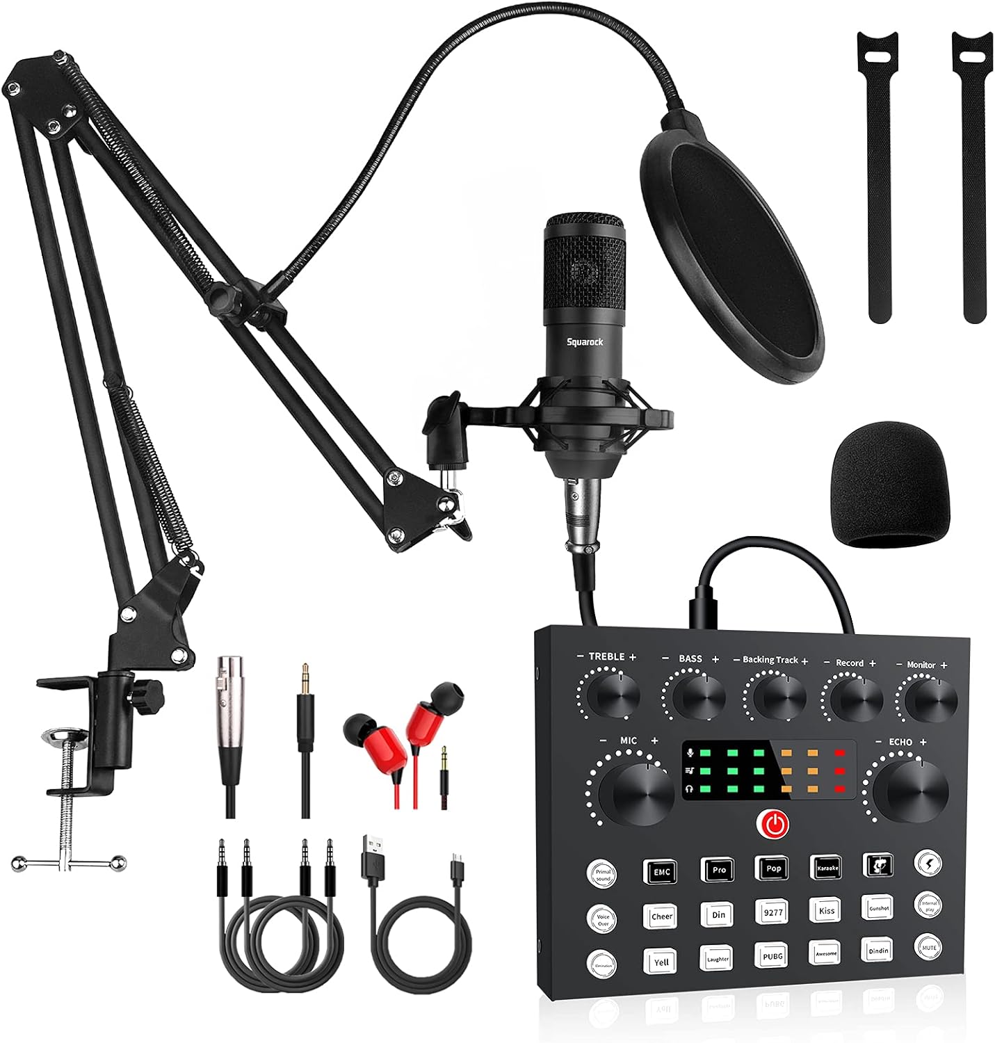 Podcast Equipment Bundle,Audio Interface with All-In-One DJ Mixer and Studio Broadcast Microphone, Perfect for Recording,Live Streaming,Gaming