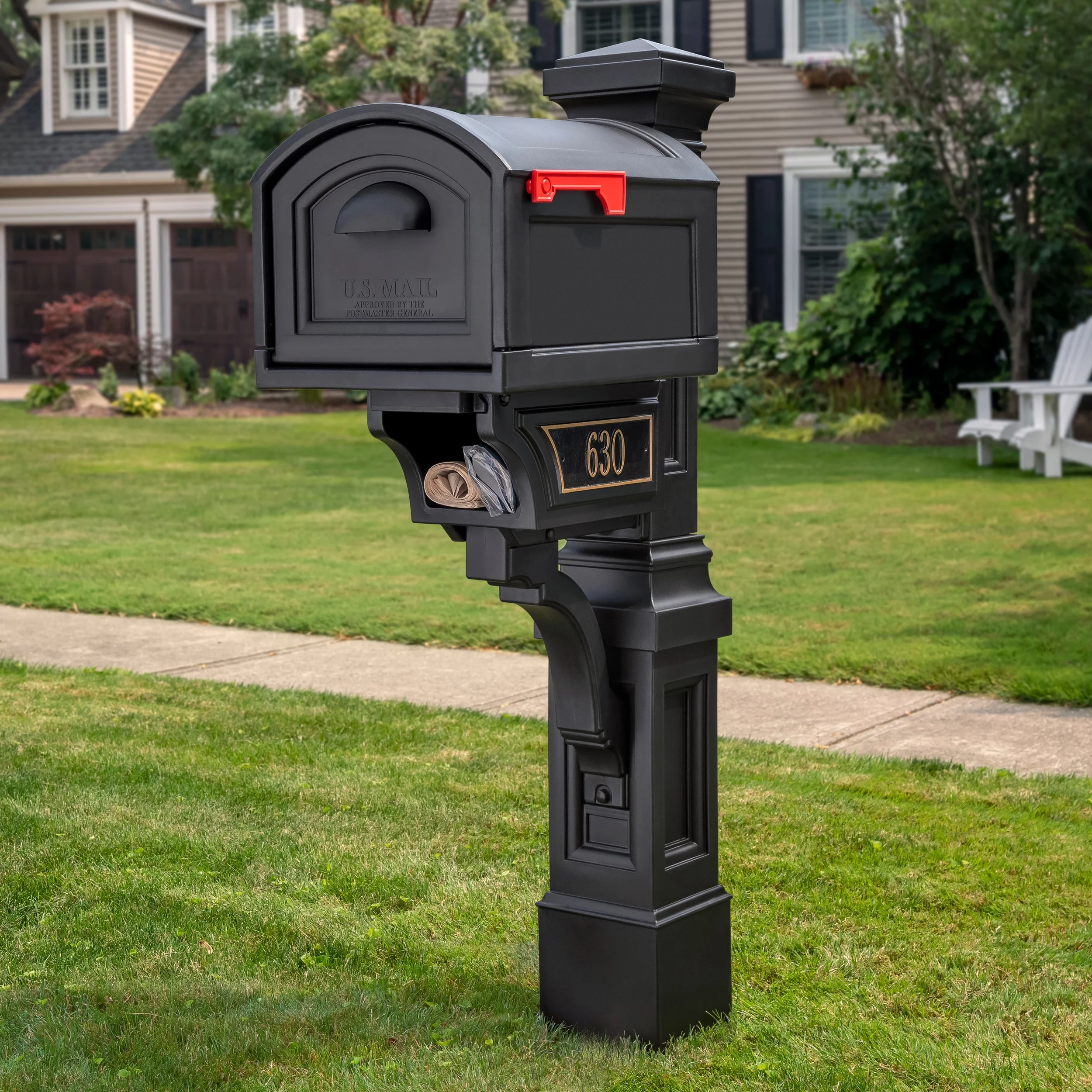 Step2 Atherton 59" Onyx Black Plastic Mailbox Post Kit