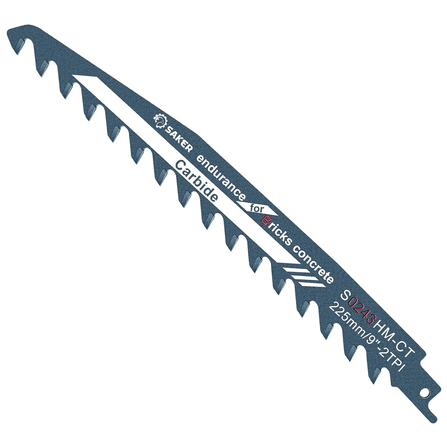 Saker Saw Blade-Demolition Masonry Reciprocating Hard Alloy Saw Blades for Cutting Wood,Porous Concrete,Brick 9”/225mm Pack of 2