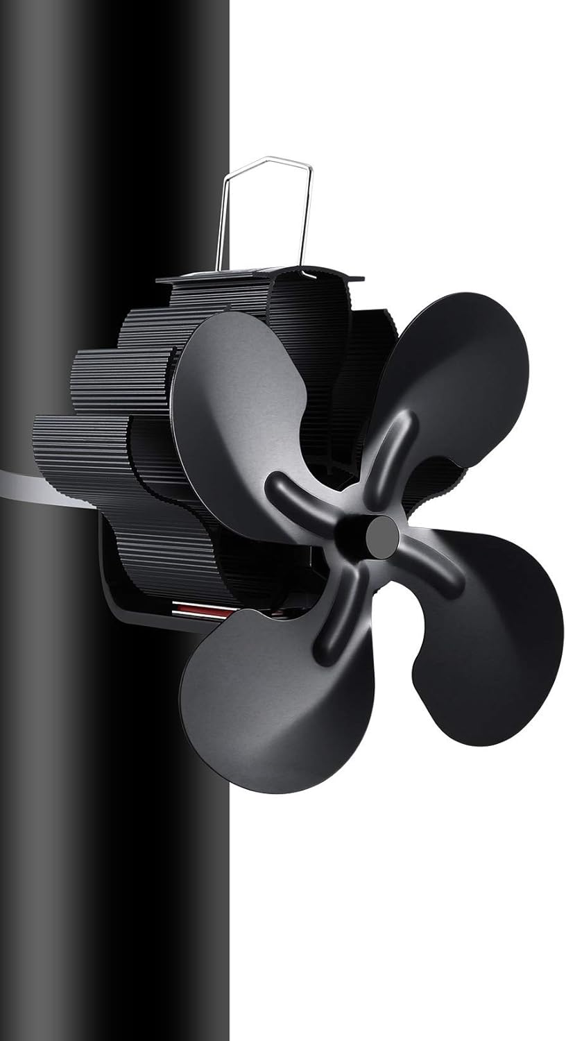 Heat Powered 4 Blades Stove Fan,Silent Flue Pipe Fireplace Fan, Eco-Friendly on Chimney for Wood Log Burner Fireplace Pack of 2