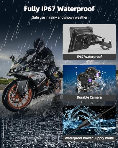 Motorcycle CarPlay & Android Auto 7 inch Motorcycle DVR Wireless Carplay Screen for Moto with Dual 2K Cameras GPS Navigation for Motorbike