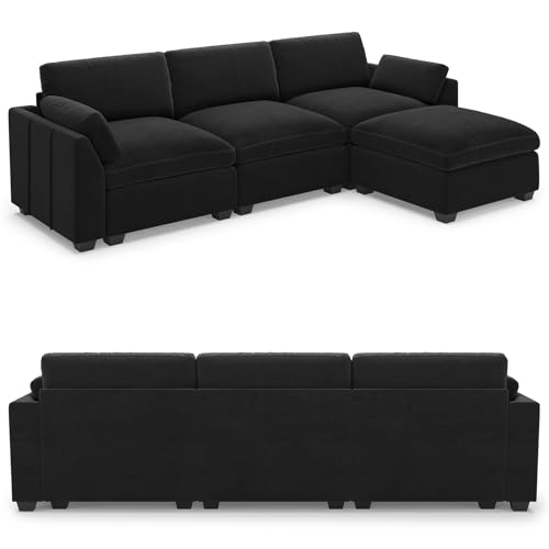 Belffin Extra Large Modular Sectional Sofa,106.3" 4-Seater L Shaped Couch,Velvet Convertible Sectional Couches for Living Room