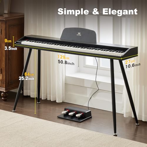 MUSTAR 88 Key Piano Keyboard for Beginners, Semi Weighted Electric Piano Keyboard 88 Keys, Portable Digital Piano 88 Key Weighted with 3-Pedal Unit