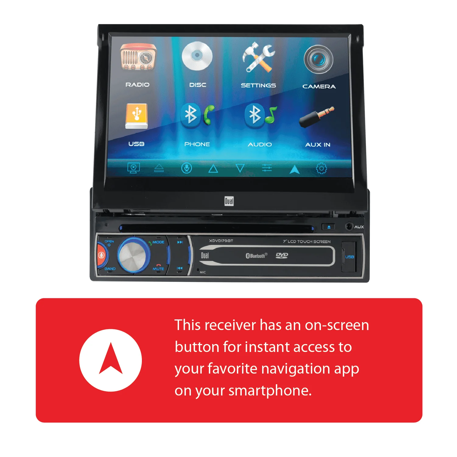 Dual Electronics XDVD179BT 7 inch Single DIN Car Stereo, Motorized Touch Screen, CD/DVD, New