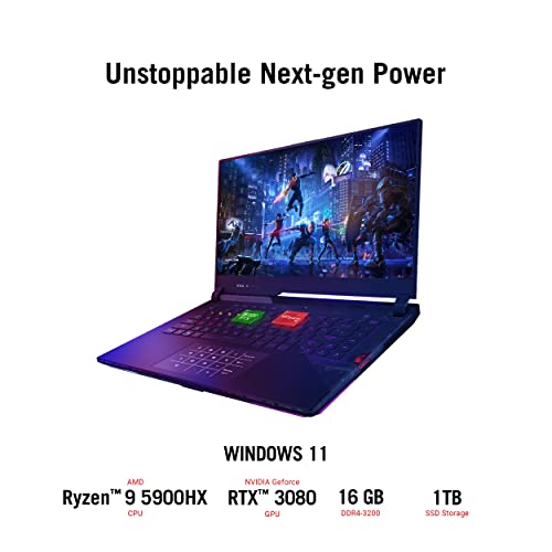 ASUS ROG Strix Scar 15 Gaming Laptop, 15.6" 300Hz IPS Type FHD Display, NVIDIA GeForce RTX 3080, AMD Ryzen 9 5900HX, 16GB DDR4, 1TB SSD