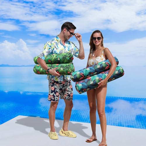 FindUWill Fabric Pool Floats Hammock, XL, 2 Pack Inflatable Water Floaties 4-in-1 (Saddle, Lounge Chair, Drifter), Lake, Beach