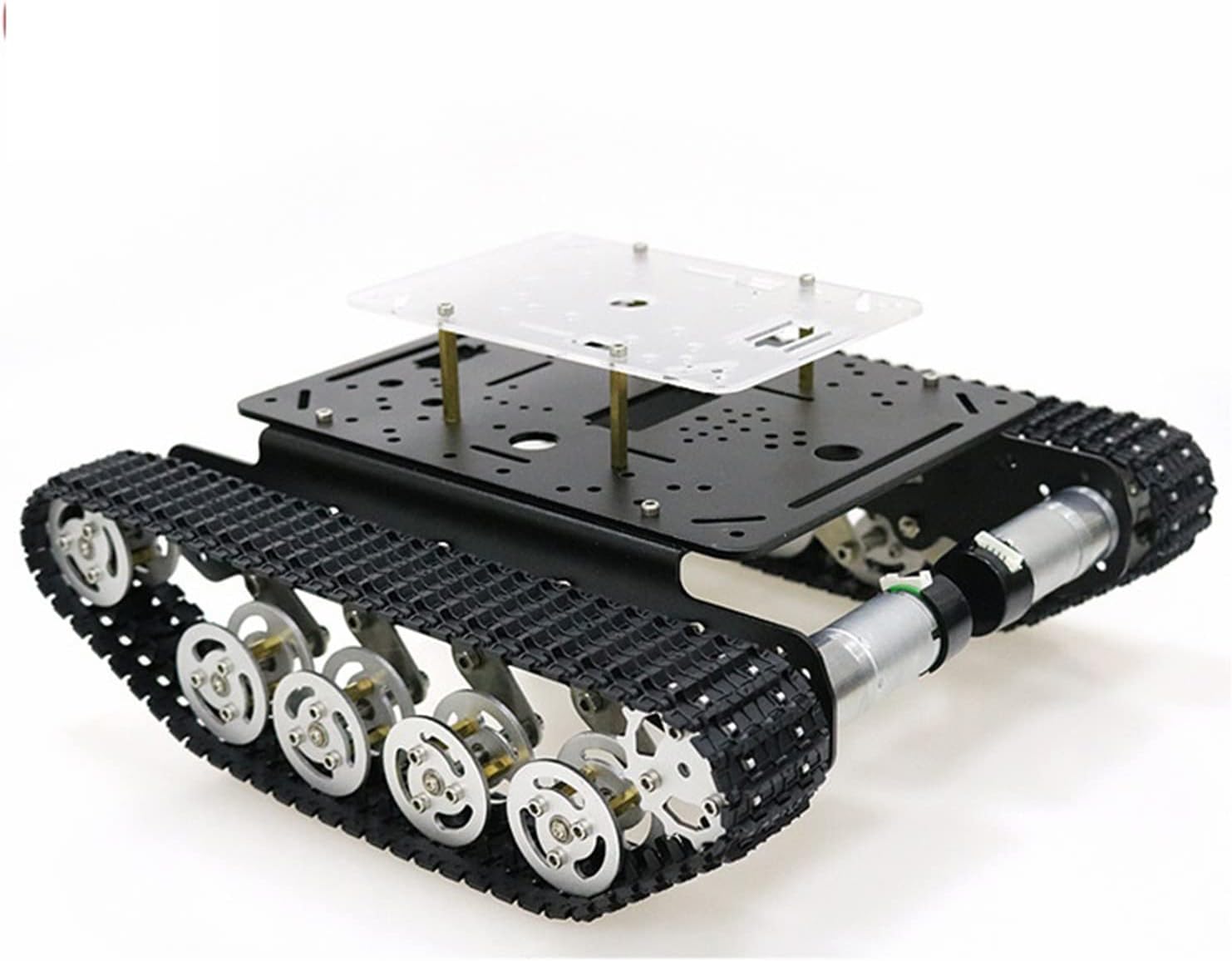Professional Shock Absorption Smart Robot Car Chassis Tank Chassis with DC Encoder Motor for Arduino, Tracked Suspension Absorbing Vehicle