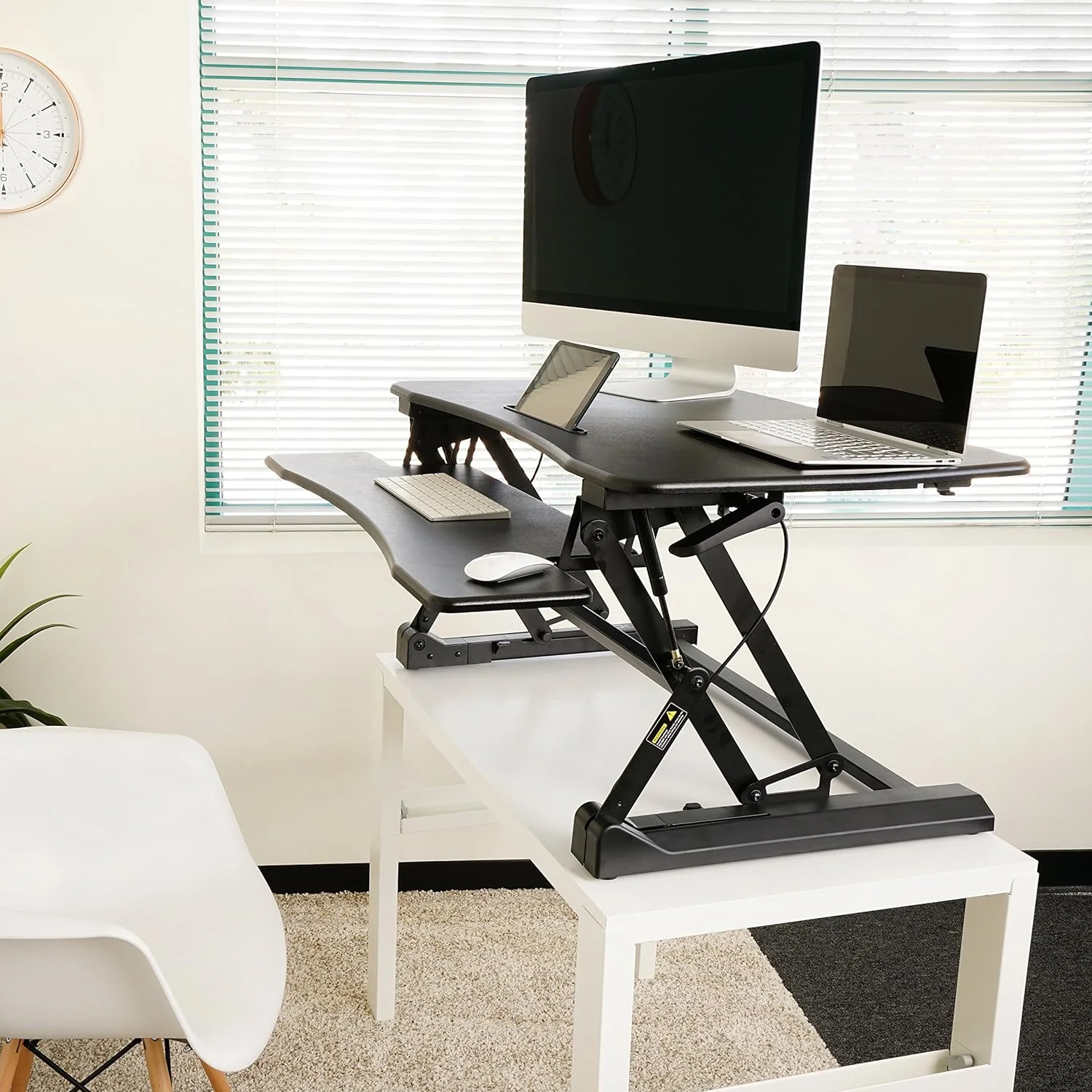 Standing Desk Converter 35 Inches - Height Adjustable Sit Stand Up Desk Riser Fits Dual Monitors, Laptop Stand