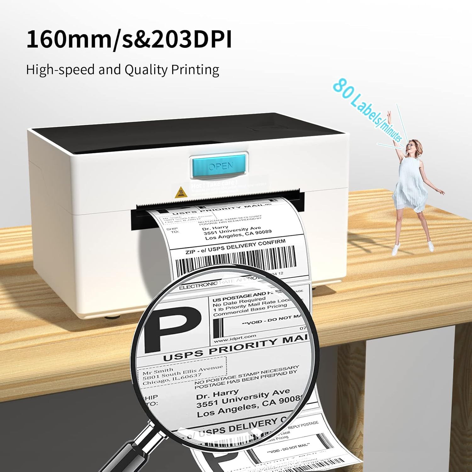 GearKing Thermal Label Printer,USB High Speed Shipping Label Printer for Shipping Packages,4x6 Desktop Label Printer for Small Business