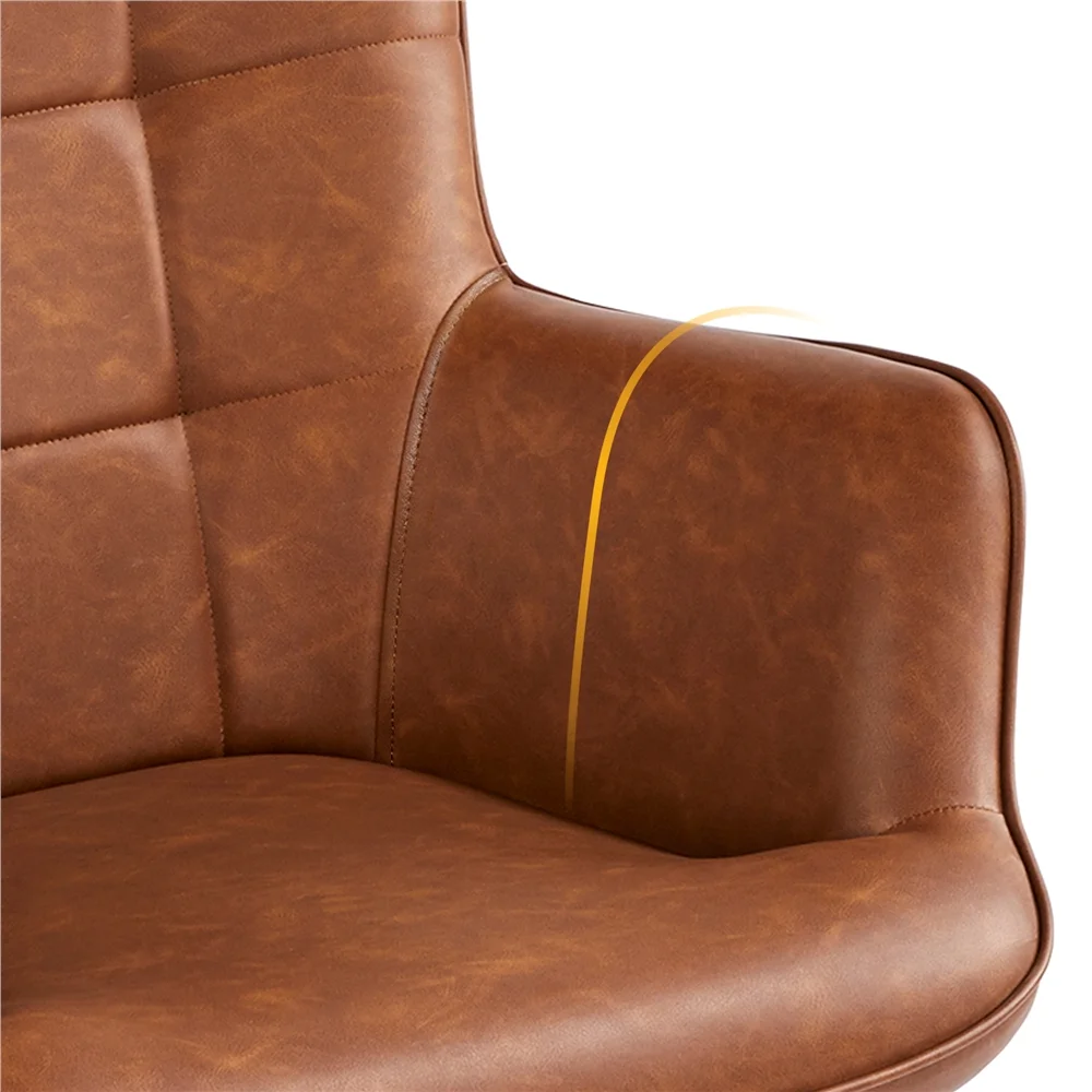 Easyfashion Contemporary Faux Leather Chair, Brown