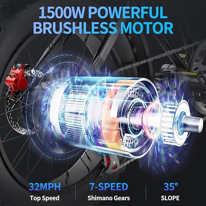 Electric Bike for Adults, 1000/2000W, 25/30/37MPH,48V-52V, 20AH,40AH Battery, Max 50-180 Miles Electric Motorcycle, 20" Fat Tire Dirt Bike