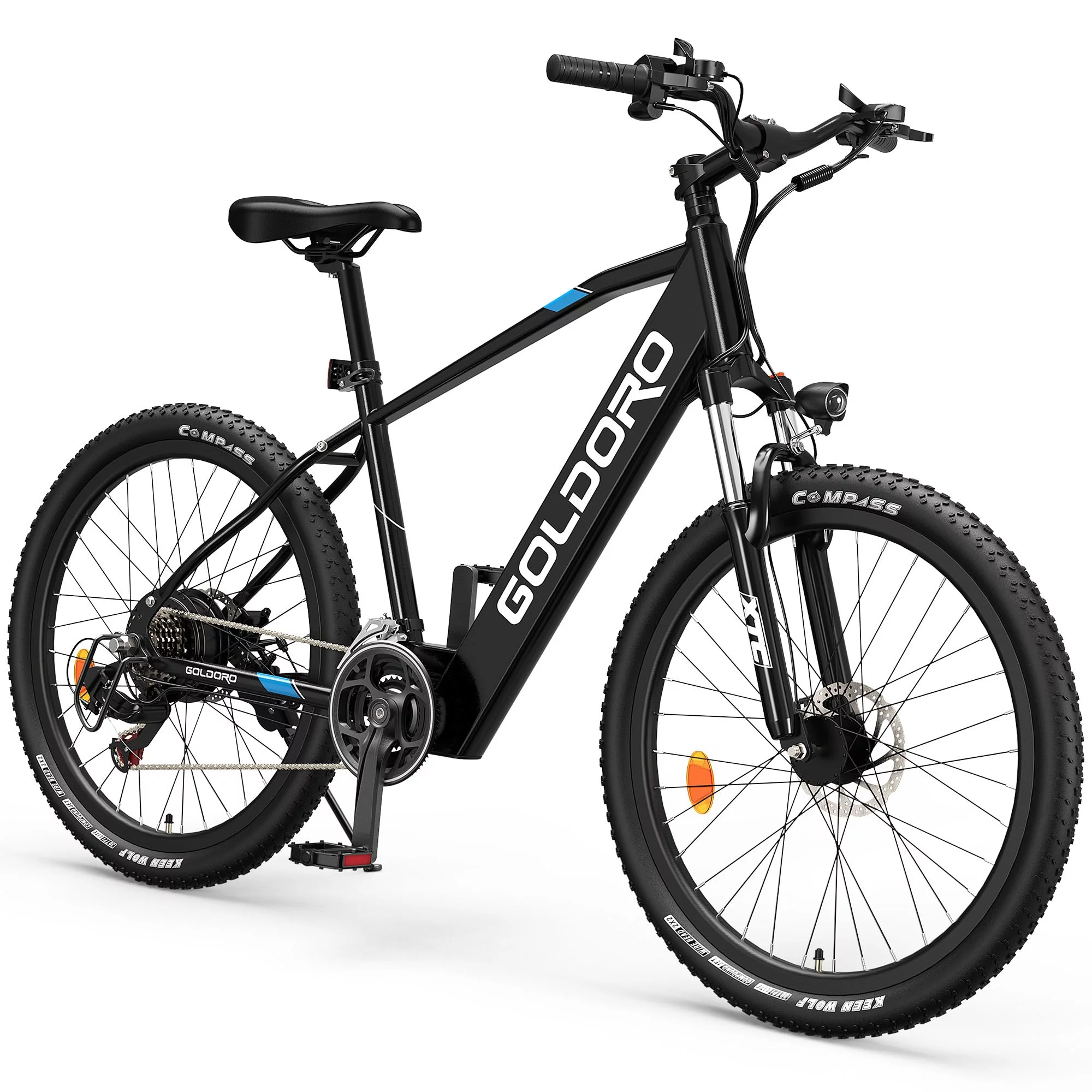 Goldoro Electric Bike for Adult 26" X7 Aluminum Alloy Mountain Bike, 250W/36V, Max 18 mph, 21 Speed