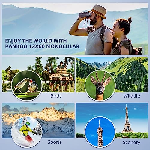 40X60 Monocular Telescope, High Power Monocular for Adults with Phone Adapter& Tripod& Hand Strap, Low Night Vision Monocular