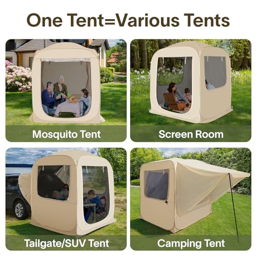 Alvantor Screen House Gazebo, 6-10-15 Person Pop Up Igloo Screened Canopy Tent with Mosquito Netting Sides