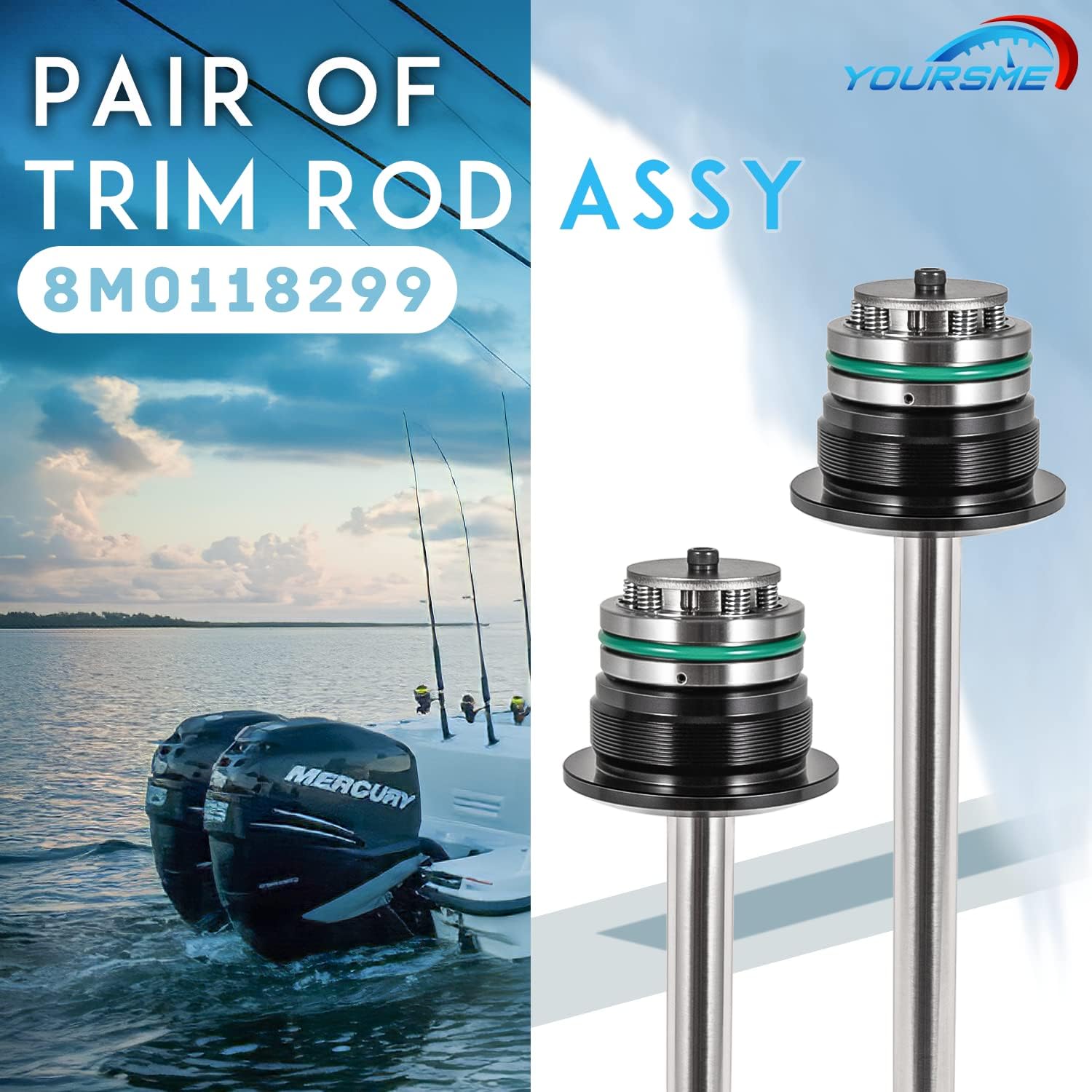 Pair of Trim Rod Assy Kit Fit for Mercury Mariner Verado Engines 200-400HP Rpleace OEM 8M0118299 896157A01