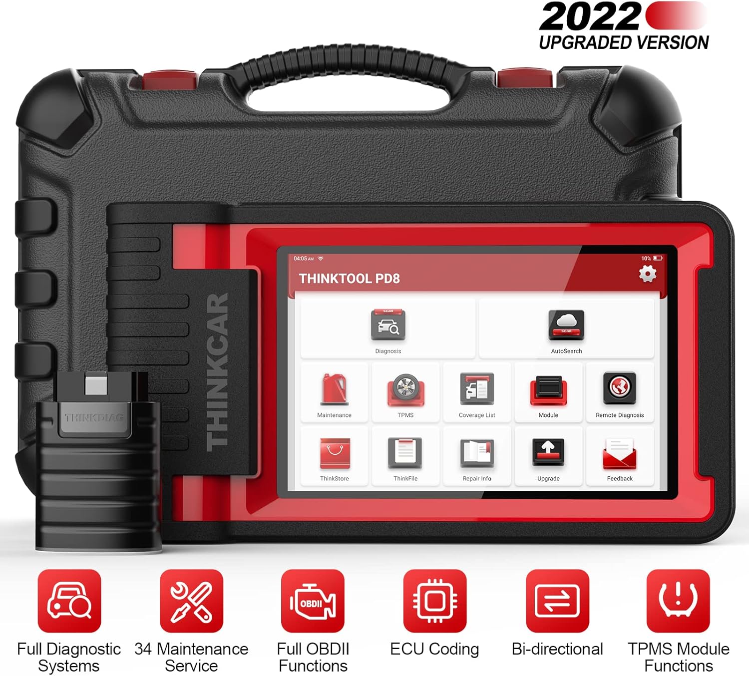 THINKCAR THINKTOOL PD8 2022 Newest Bi-Directional Scan Tool, Full System Automotive Car Diagnostic Scanner, 34 Reset, ECU Coding, Active Test