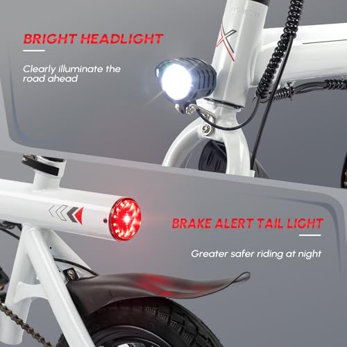 PEXMOR Electric Bike for Adults, 350W Motor (Peak 500W) Ebike 36V 6AH Battery, 14" Folding Commuter City Electric Bicycle for Adults/Teens