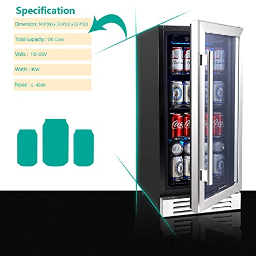 Kalamera 15 inch beverage cooler Built-in and Freestanding with Stainless Steel KRC-96BV154BV210508