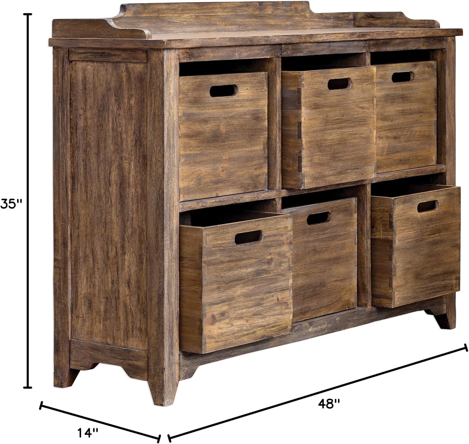 MY SWANKY HOME Rustic Vintage Antique Style Storage Bin Hobby Cabinet Cupboard Six Drawer Wood