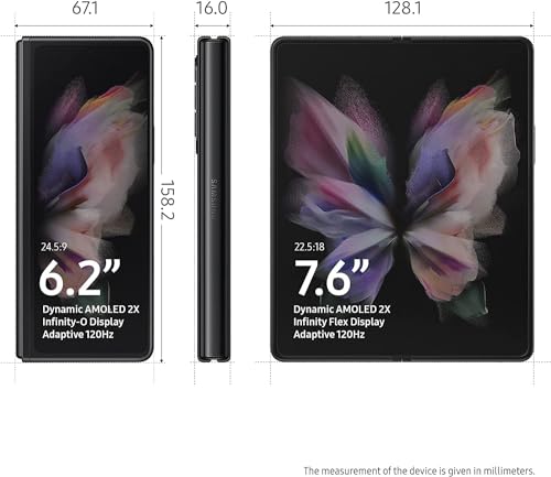 SAMSUNG Galaxy Z Fold 3 5G US Version, 256GB, Phantom Black - Unlocked (Renewed)